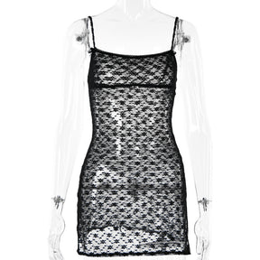 Perspective Embroidery Lace Mini Dress Club Wear