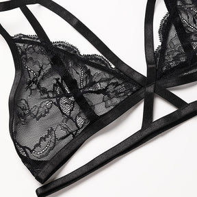 Sexy Lace Crossover Three Point Lingerie Set