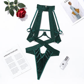 Cross Cutout Strap Sexy Bodysuit