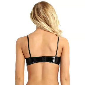 PU Leather Patent Leather Gloss Sexy Lingerie Bralette