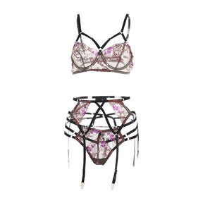 Lace Embroidery Hollow Sexy Lingerie Set
