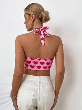 New Halter Neck Strap Sexy Heart Diamond Hollow Out Club Wear