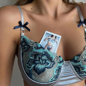 Embroidery Chiffon Body Lace Lingerie Set - Sexyzara