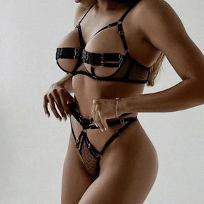 Open Brust Strappy Hollow Sexy Lingerie Set