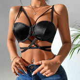 Satin Bra Strappy Hollow Out Sexy Club Wear