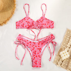 New Split Swimsuit Sexy Strap Sling Print Bikini