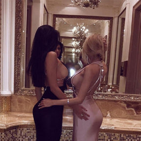 Diamond Chain Sleeveless Sexy Backpack Hip Dress Club Wear