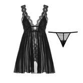 Lace Mesh Splicing Perspective Chemise