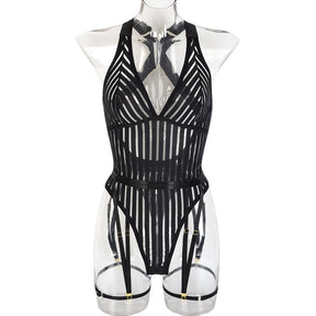 Sexy Bodysuit Striped Straps