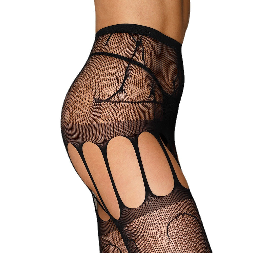 Embroidered Fishnet See Through Stockings