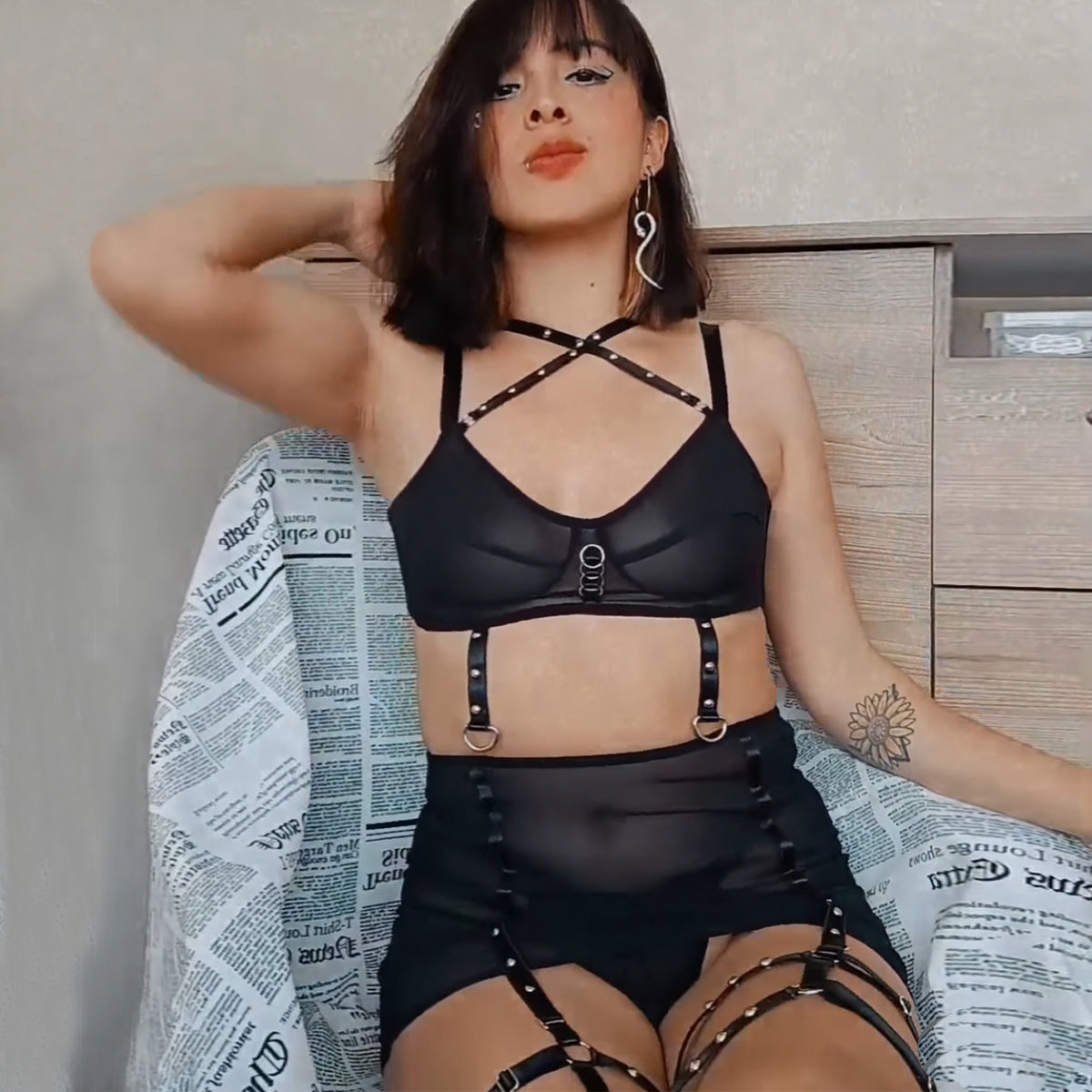 New Three-Point See-Through Skirt Sexy 3pcs Lingerie Set