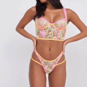 Embroidered Floral Clash Ins Lingerie Set - Sexyzara