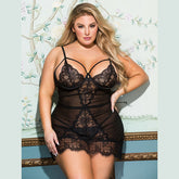 Plus Size Chemise Sheer Lace Hollow Out Sexy Chemise