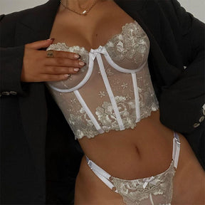 Embroidery Hollow out Mesh Lace Sexy Corset