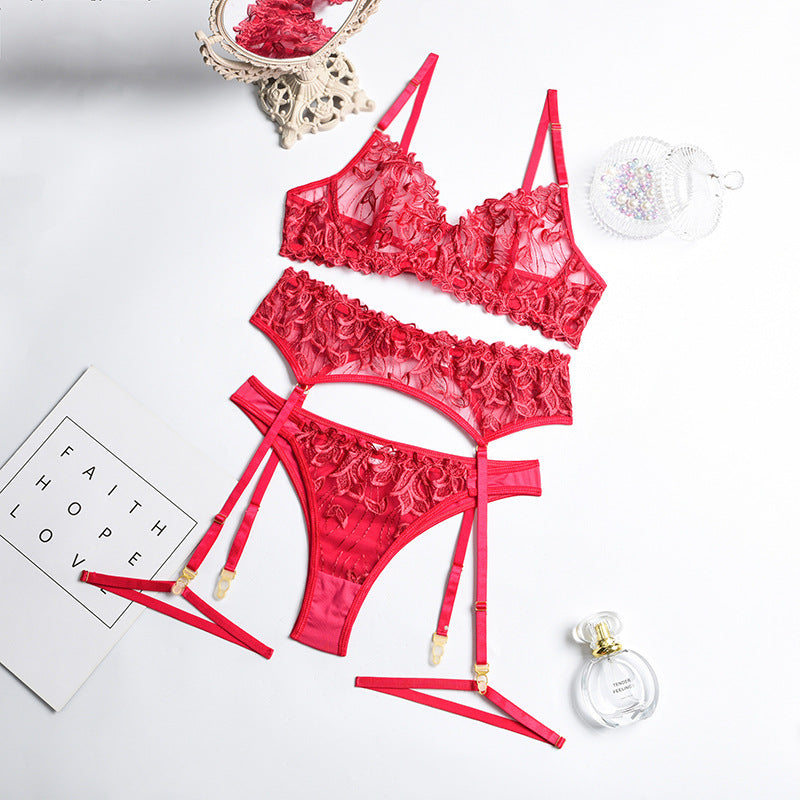 Allover Lace Embroidery Lace Sexy Lingerie Set