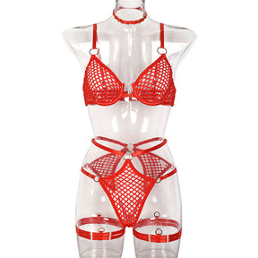 Perspective Fishnet Strappy Hollow Sexy Lingerie Set