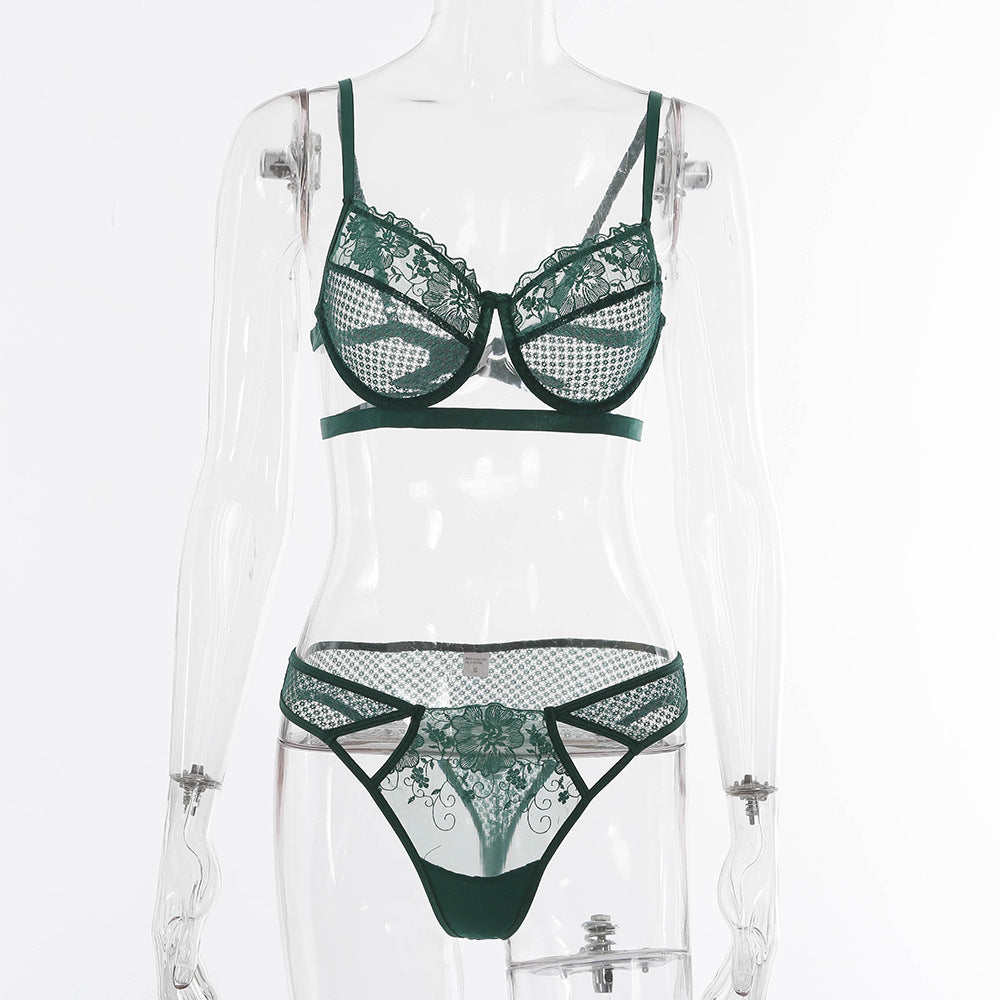 Sexy Perspective Lace Push Up Sexy Lingerie Set