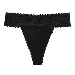 Lace Stitching Thong Sexy Seamless Low Waist Cotton Crotch
