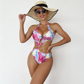 New Print Sexy Cutout One Piece Bikini Resort Swim