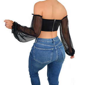 One Shoulder Long Sleeves Corset Club Wear