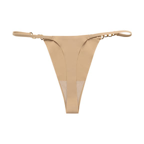 Seamless Cotton Crotch Breathable Metal Ring Thong