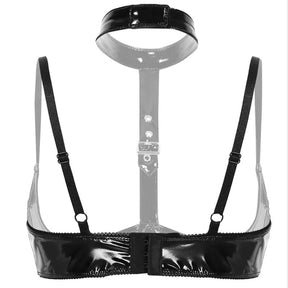 PU Leather Halter Open Brust Bandage Set