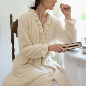 Coral Fleece Long Sleeves Pajama Robe