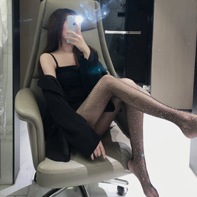 Sexy Fishnet Pantyhose With Bright Sparkling Diamonds