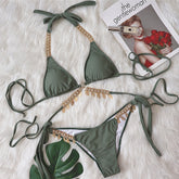 Holiday Swimsuit Metal Chain Strappy Sexy Bikini