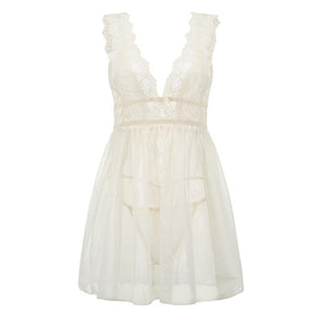 Lace Mesh Splicing Perspective Chemise
