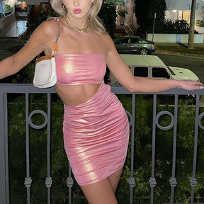Fluorescent Sexy Cutout Panel Off-Shoulder Dress Club Wear