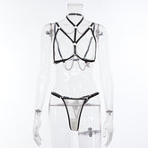 PU Leather Metal Chain SM Bandage Sexy Bandage Set