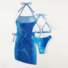 Gradient Sexy Printed Resort Swim Bikini Three Piece