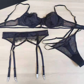 New Ultra Thin Lace Underwear Sexy Mesh Lingerie Set