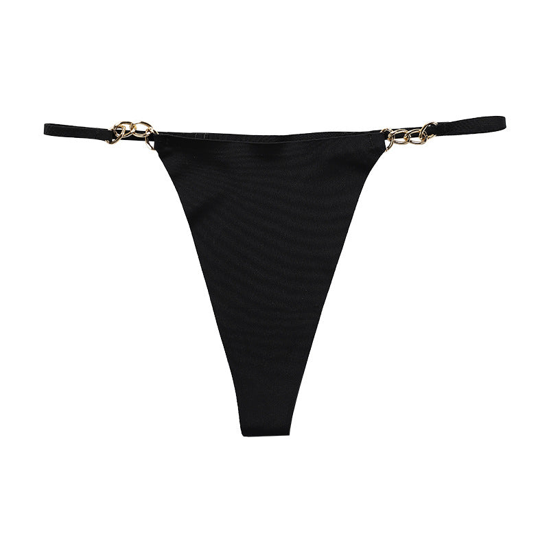Seamless Cotton Crotch Breathable Metal Ring Thong