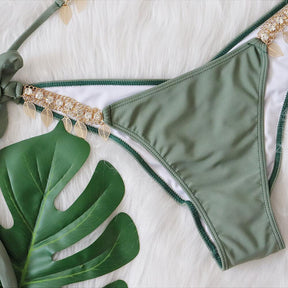 Holiday Swimsuit Metal Chain Strappy Sexy Bikini