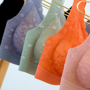 Thai Latex Lace Seamless Underwear Bra No rims Bralette
