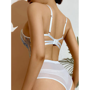 Embroidery Hollow out Mesh Lace Sexy Bodysuit