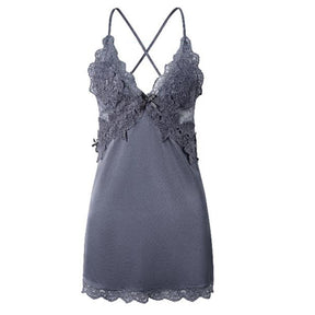 Ice Silk Lace Embroidered Sexy Lingerie Chemise