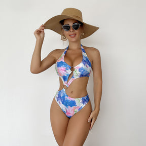 New Print Sexy Cutout One Piece Bikini Resort Swim