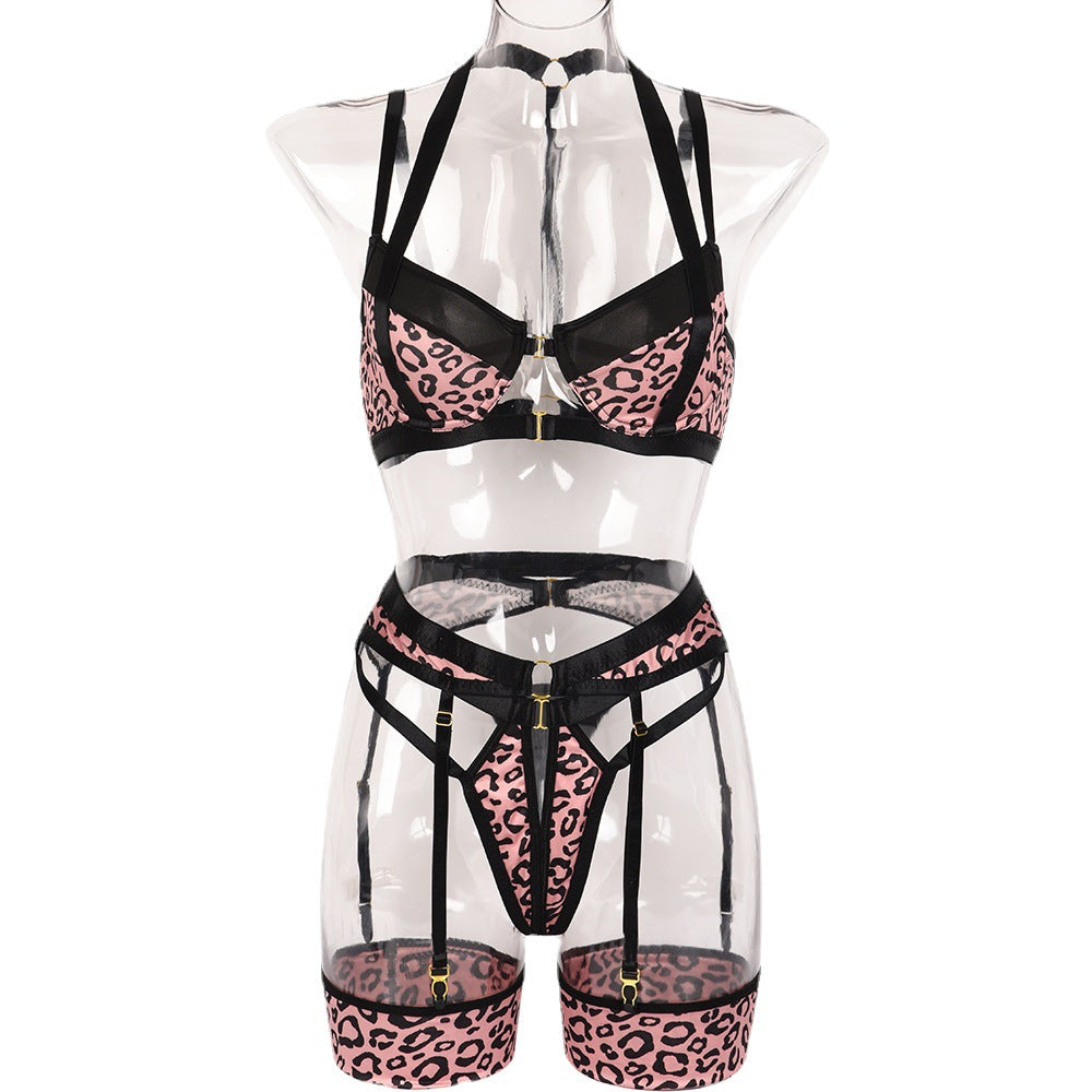 New Sexy Leopard Stitching Sexy Lingerie Set