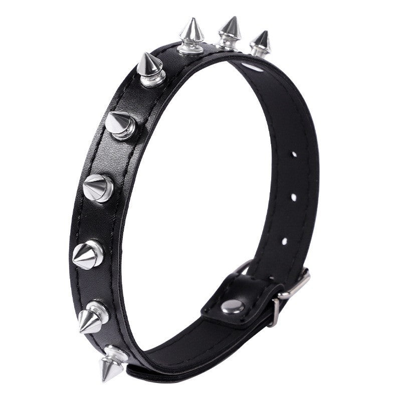 PU Leather Metal Ring Rivet Choker