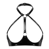 PU Leather Halter Open Brust Bandage Set