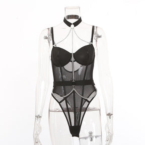 Sexy Backless Metal Chain Bodysuit