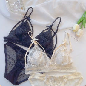Embroidered Sexy Lace Mesh Sheer Lingerie Set