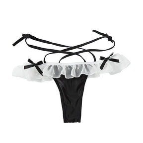 Maid Thong Lace-Up Hollow Bow