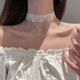 New Lace Fringed Peach Heart Hollow Chain Choker