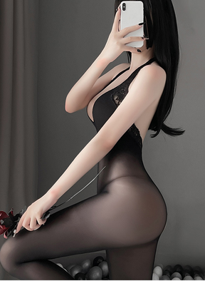 Tight-Fitting Deep V Sheer Lace Sexy Costume