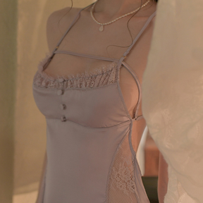 Thin Lace Slit Sexy Chemise